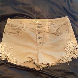 Mossimo High Rise Button Up Lace Jean Shorts